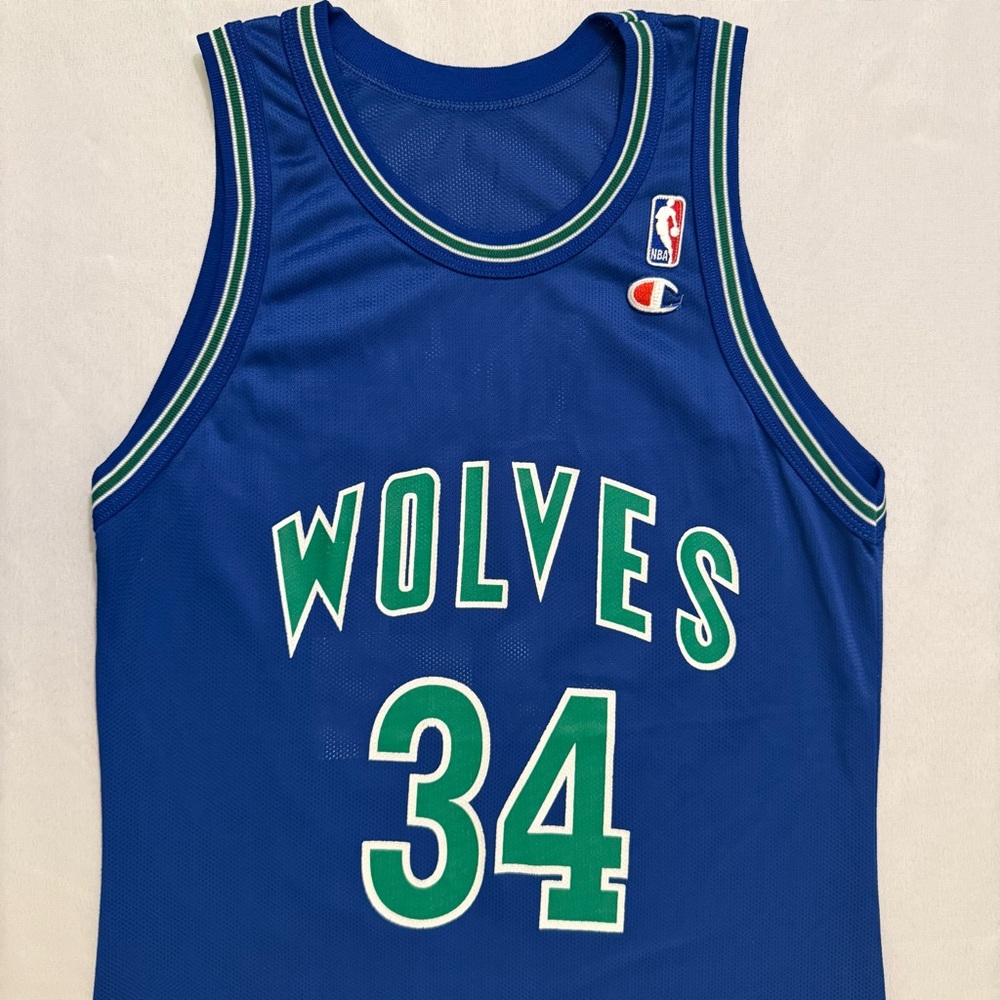 Vintage Champion Isaiah JR Rider Minnesota Timberwolves #34 Blue Jersey 40 Men M